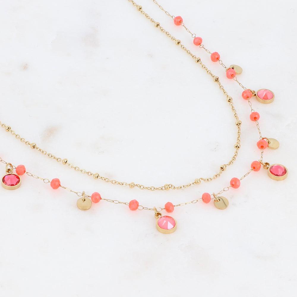 BOHM PARIS|Collier Magali -coral layered necklace with crystals