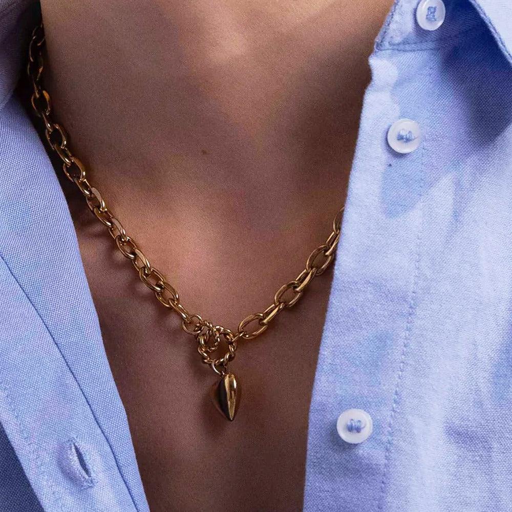 BOHM PARIS|Collier Braidy heart necklace with thick chain (gold)