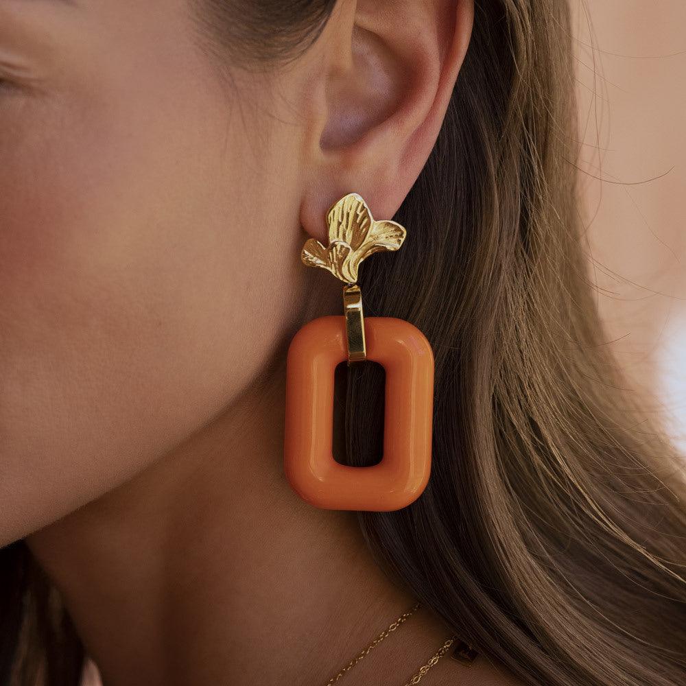 BOHM PARIS|Boucles Viviane - orange resin earrings