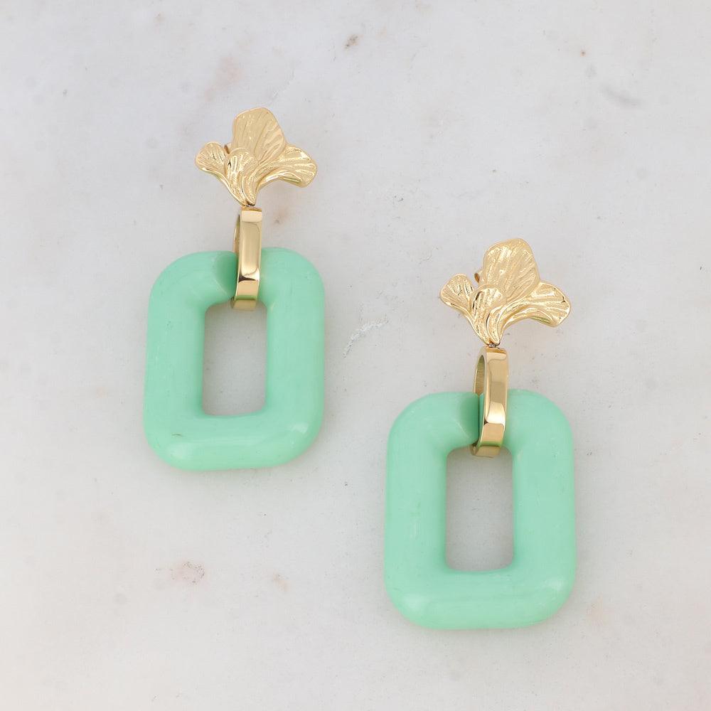 BOHM PARIS|Boucles Viviane -mint green resin earrings