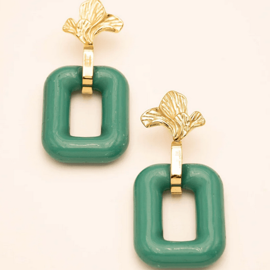 BOHM PARIS|Boucles Viviane -dark green resin earrings