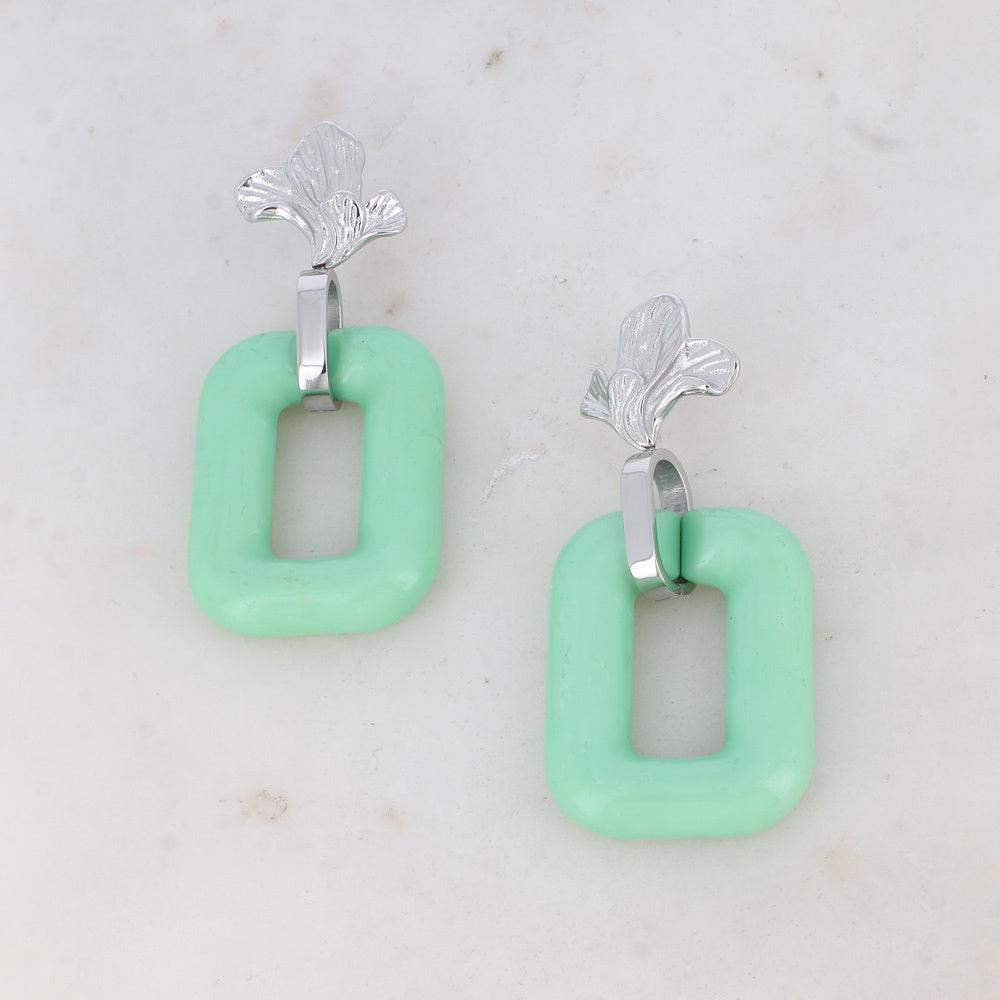 BOHM PARIS|Boucles Viviane -mint green resin earrings (silver)