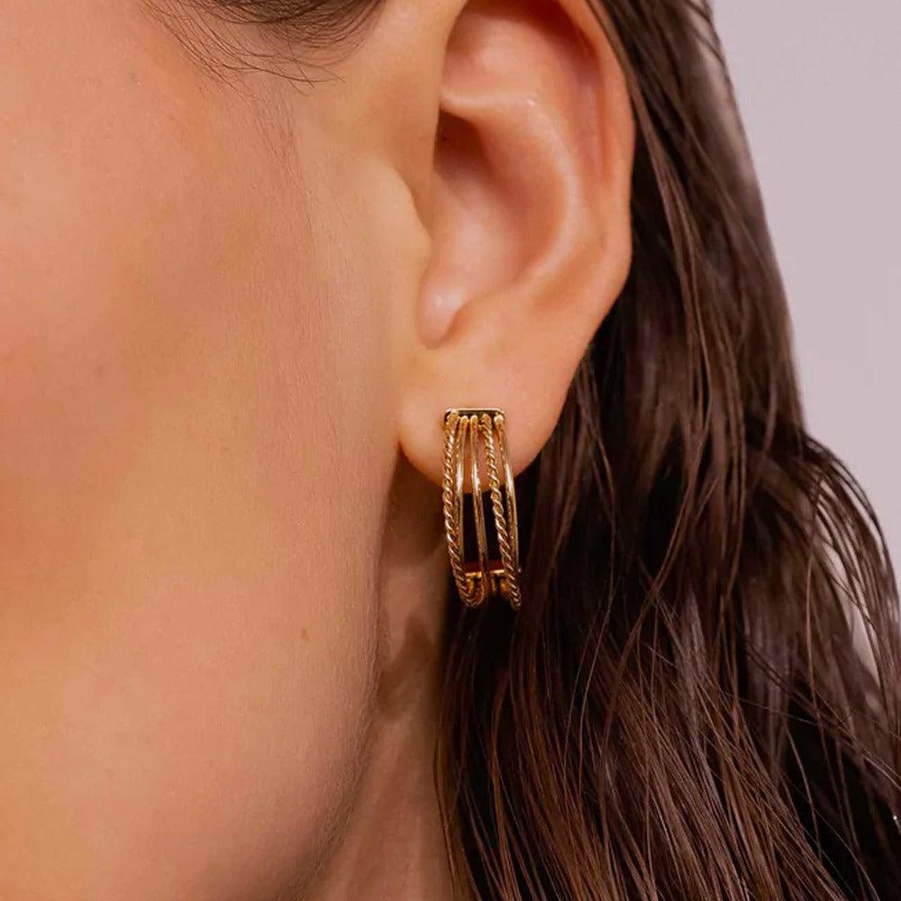 Earrings, BOHM PARIS|Créoles Kyle -multi-layered rings (gold)