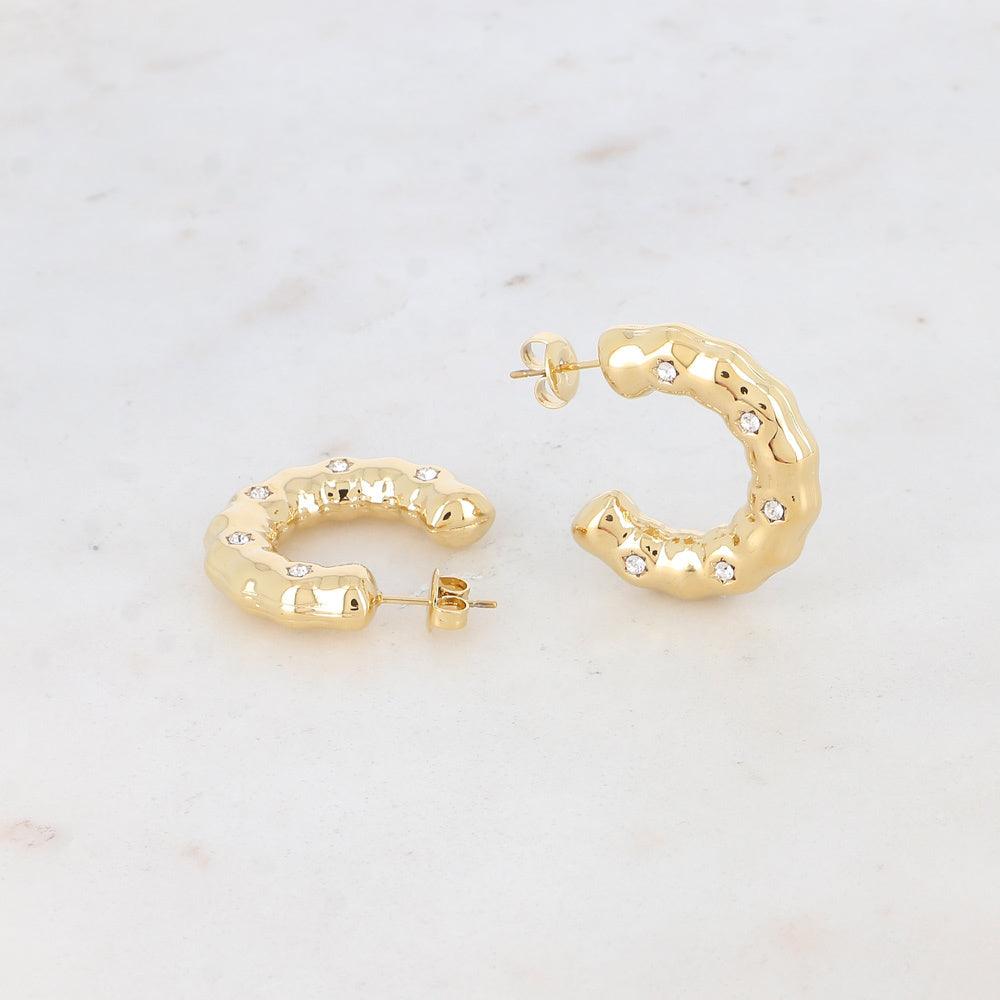 Earrings, BOHM PARIS|Créoles Anne rings with crystals (gold)