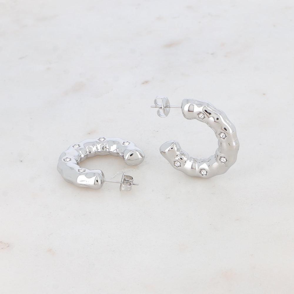 Earrings, BOHM PARIS|Créoles Anne rings with crystals (silver)