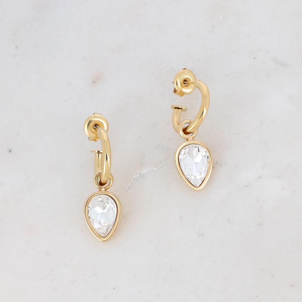 Earrings, BOHM PARIS|Boucles Maély -clear crystal earrings