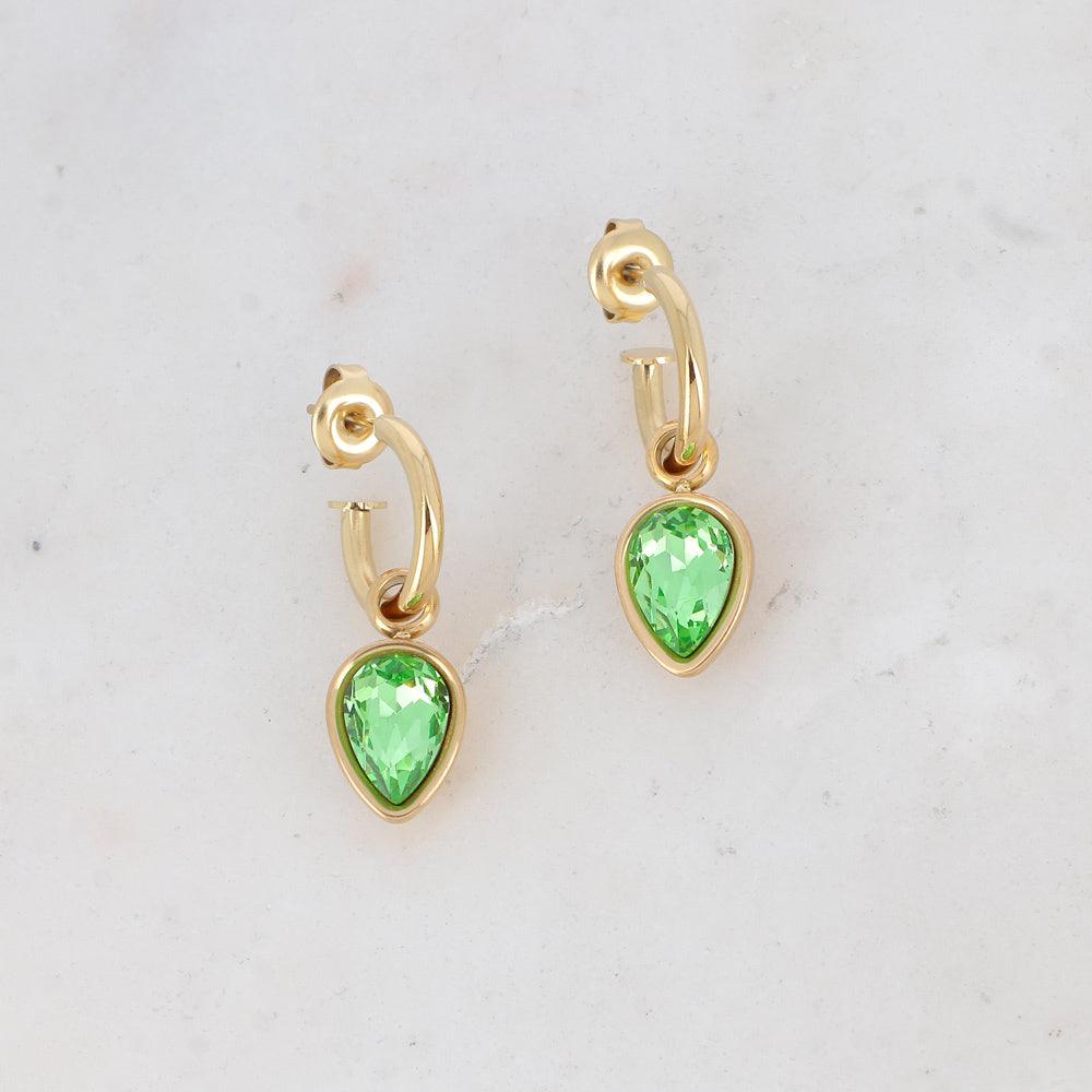 Earrings, BOHM PARIS|Boucles Maély green crystal earrings