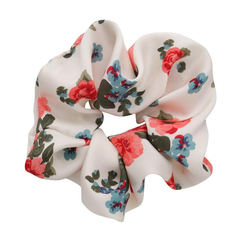 Scrunchie|SUGAR SUGAR, Rosy white satin flower hair donut