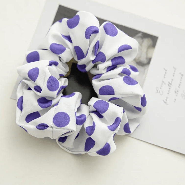 Scrunchie|SUGAR SUGAR, Santorini blue polka dot hair donut