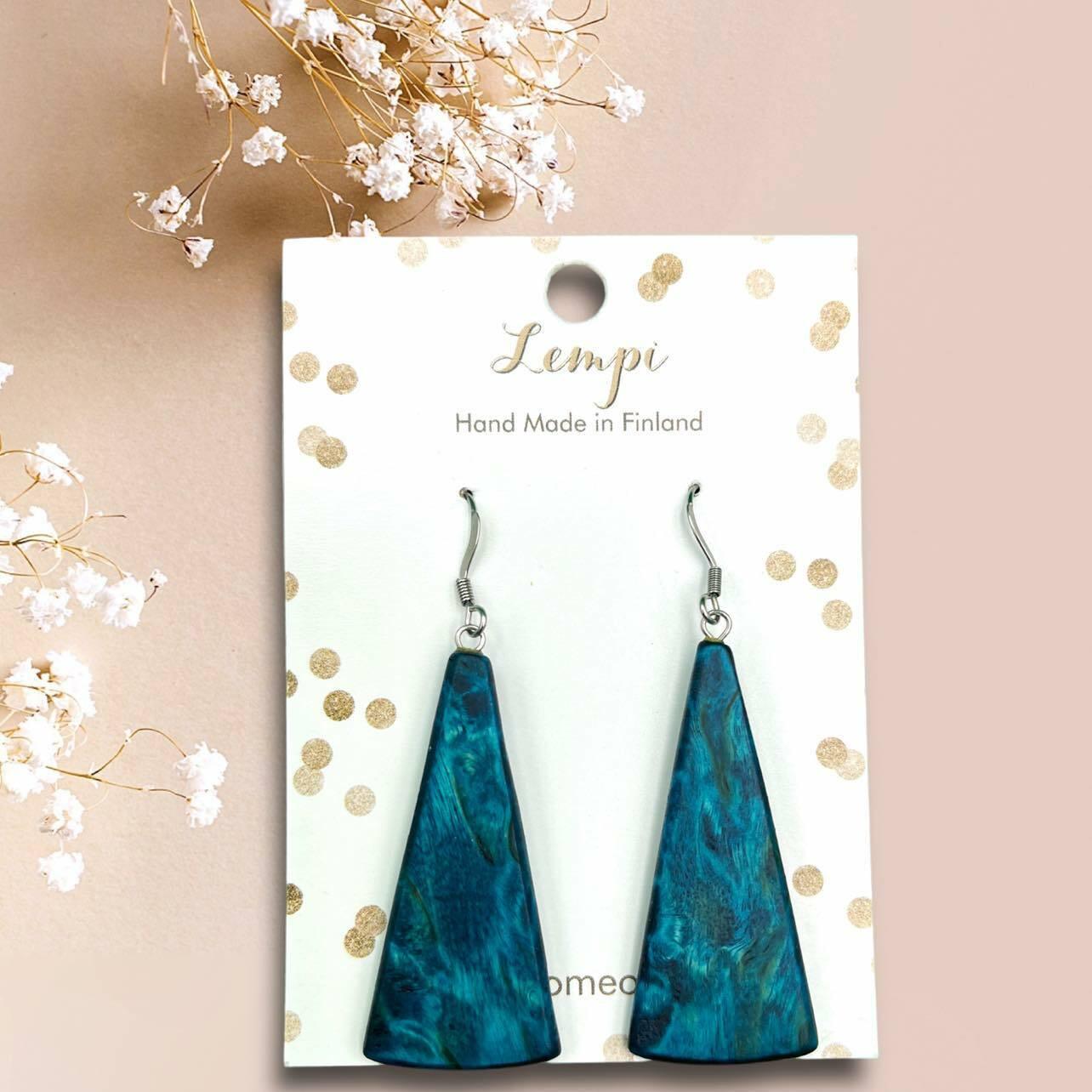 LEMPI earrings, Aamu (bark birch, turquoise stain)