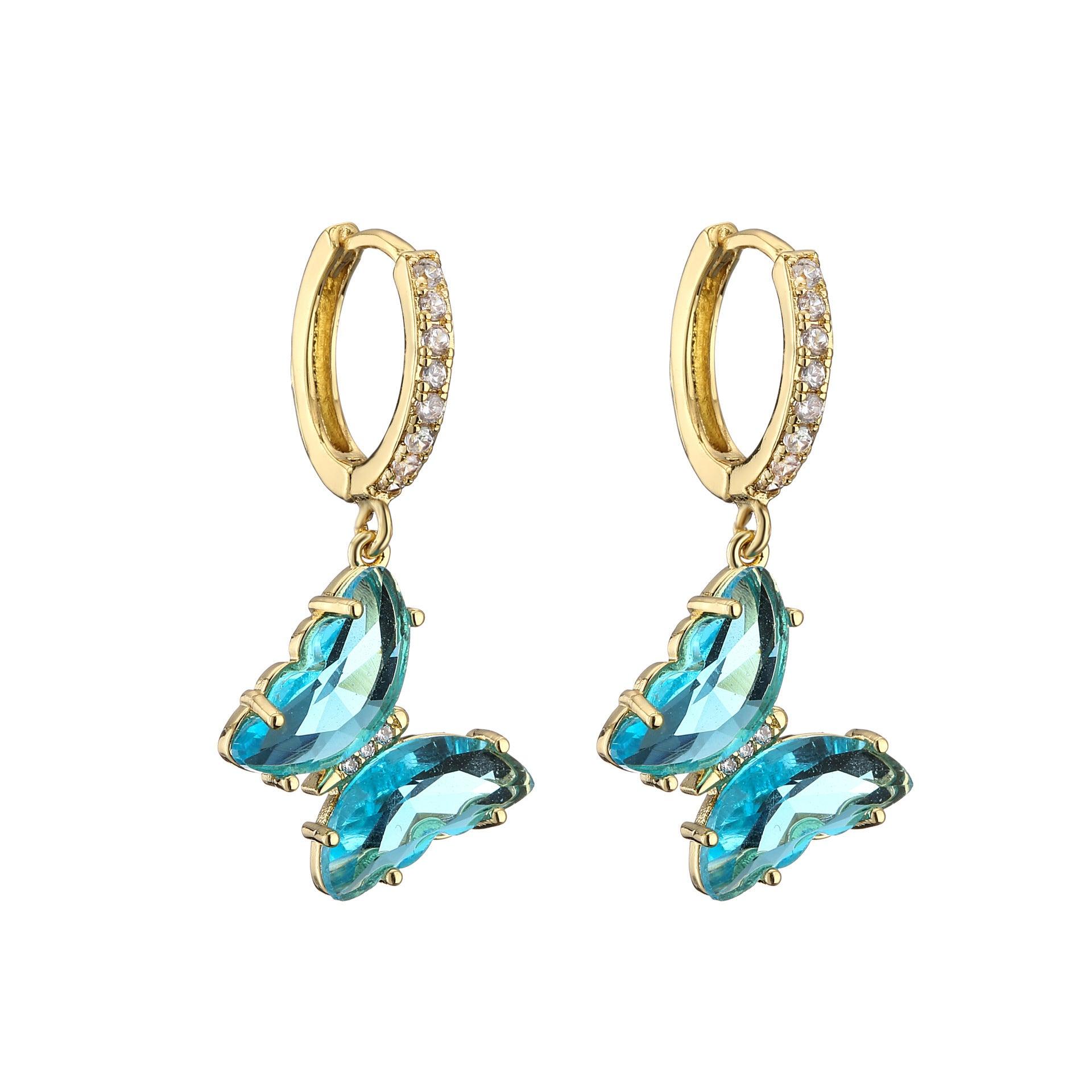 FRENCH RIVIERA|Butterfly Hoops -turquoise butterfly rings