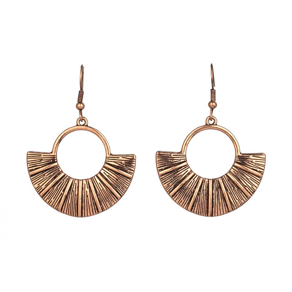 FRENCH RIVIERA|Freya -bohemian copper-colored fan earrings