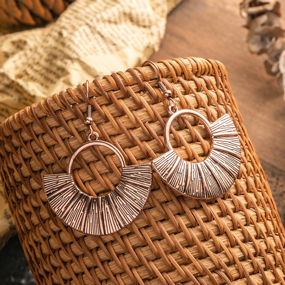 FRENCH RIVIERA|Freya -bohemian copper-colored fan earrings