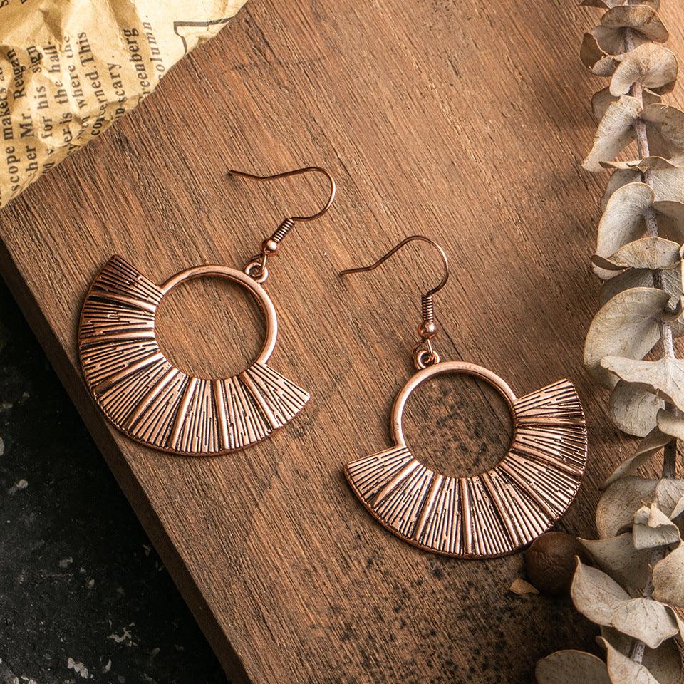 FRENCH RIVIERA|Freya -bohemian copper-colored fan earrings