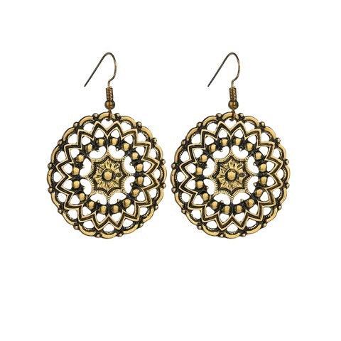 FRENCH RIVIERA|Elowen Bohemian Lace Earrings (Antique Gold)