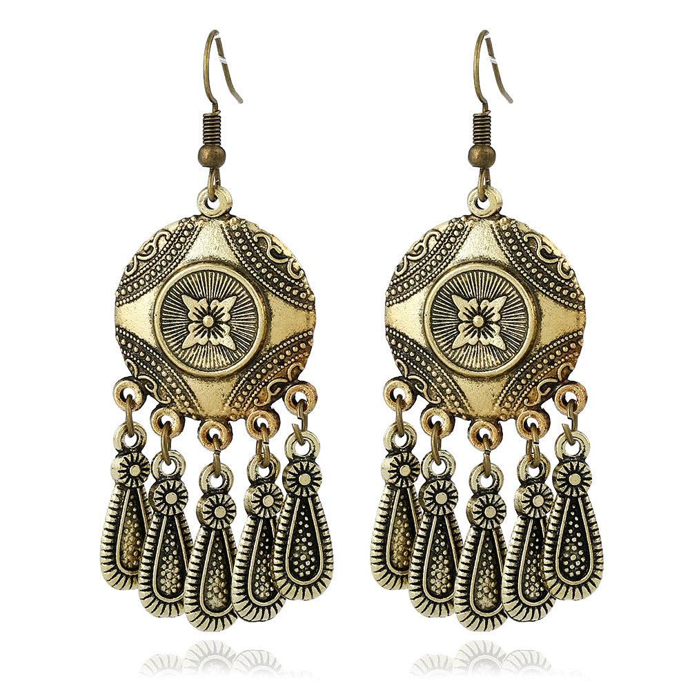 FRENCH RIVIERA|Gaia bohemian earrings with drop charms (antique gold)