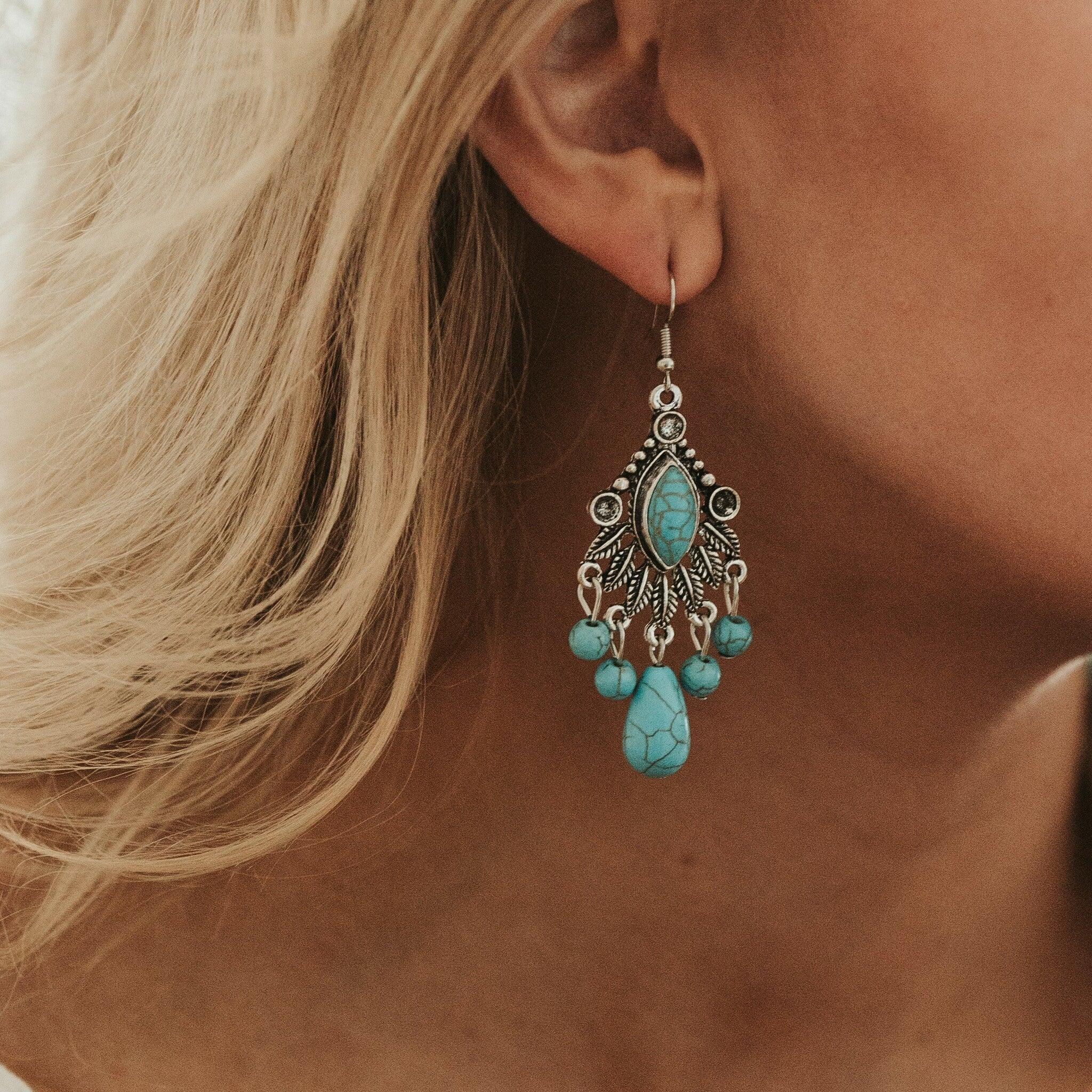 FRENCH RIVIERA|Haven bohemian earrings (antique silver, turquoise)