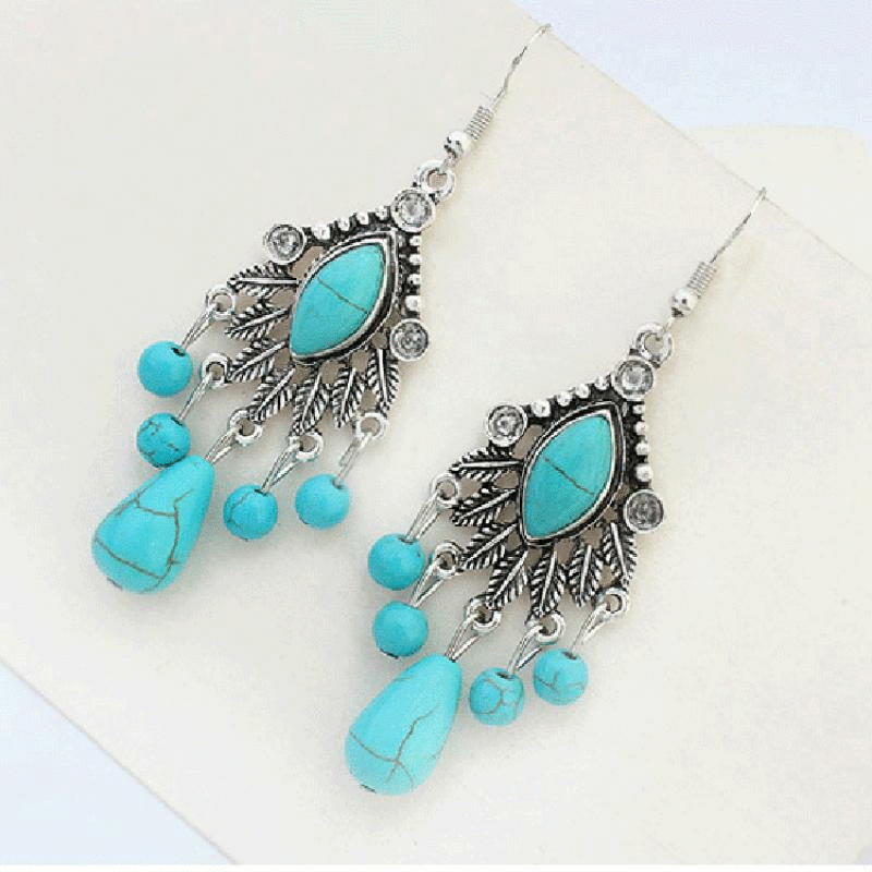 FRENCH RIVIERA|Haven bohemian earrings (antique silver, turquoise)