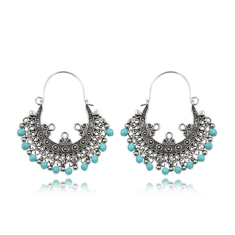 FRENCH RIVIERA|Cassia - bohemian antique silver turquoise earrings