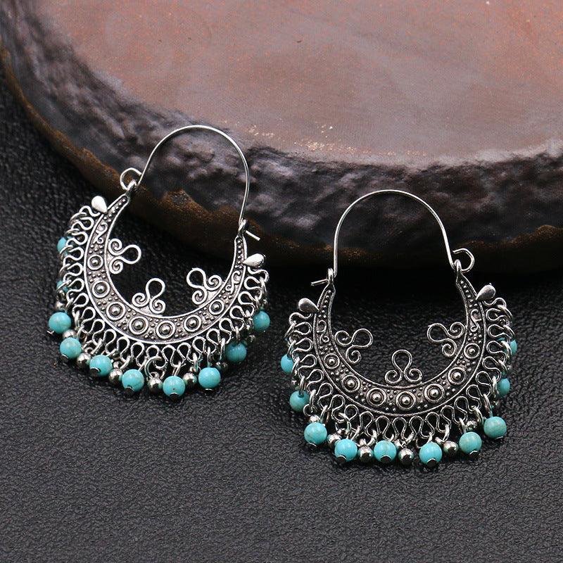 FRENCH RIVIERA|Cassia - bohemian antique silver turquoise earrings