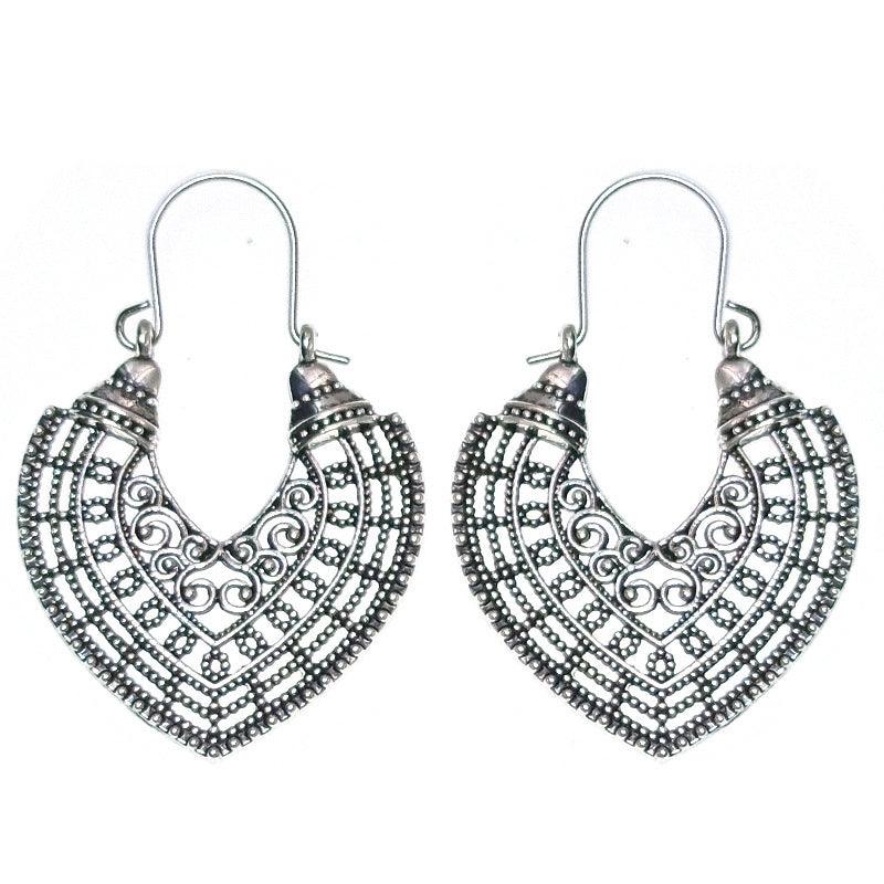 FRENCH RIVIERA|Orla Medium Bohemian Antique Silver Hanger Earrings