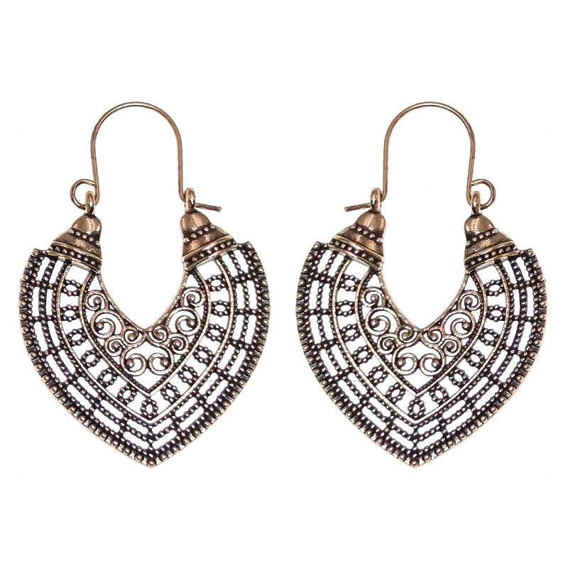 FRENCH RIVIERA|Orla Medium Bohemian Antique Gold Hanger Earrings