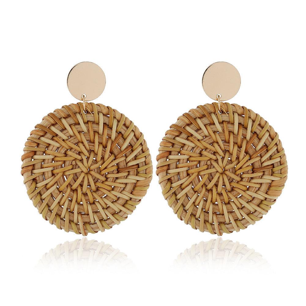 FRENCH RIVIERA|Meadow -large brown rattan earrings