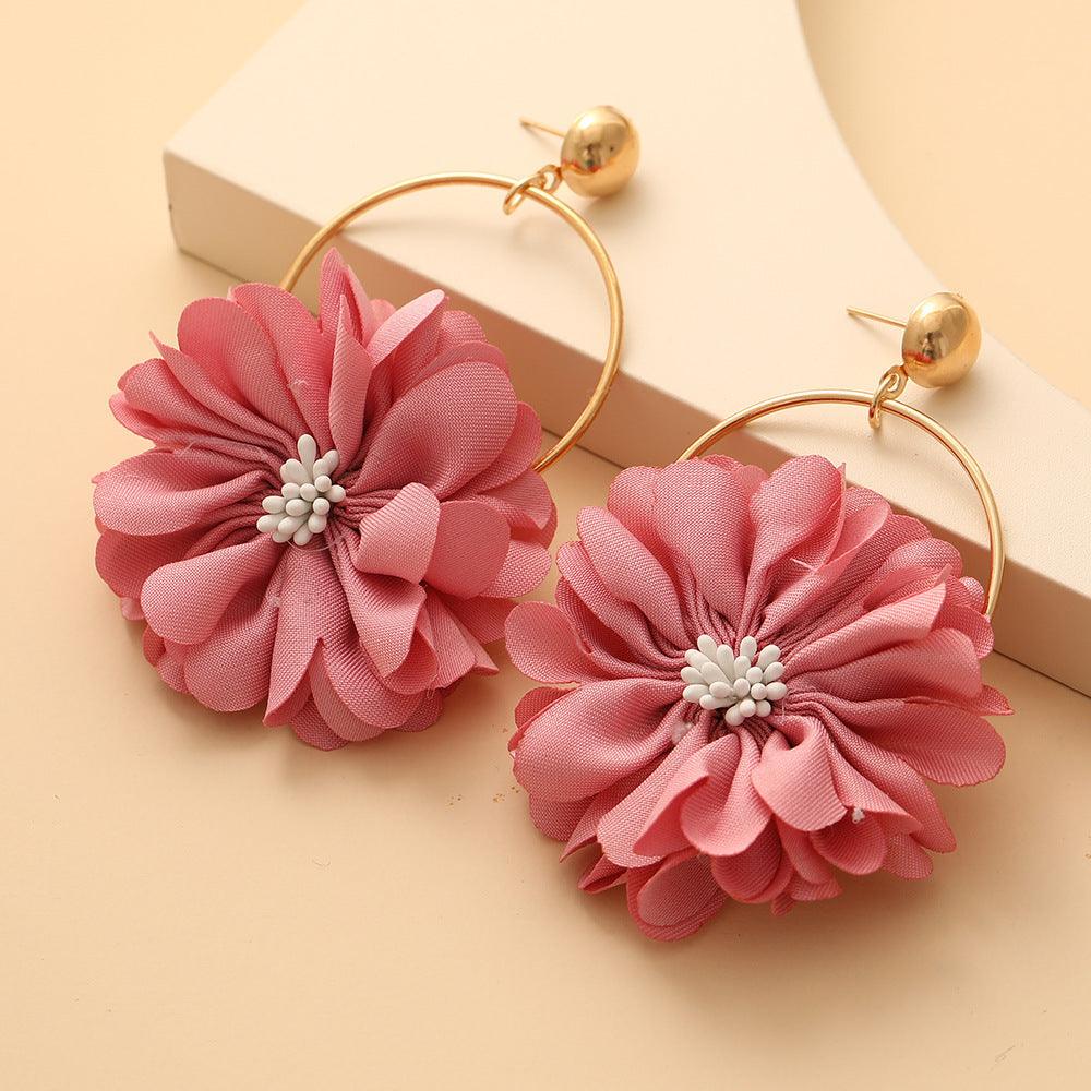 Earrings, FRENCH RIVIERA|Summer Rose -pink flower earrings