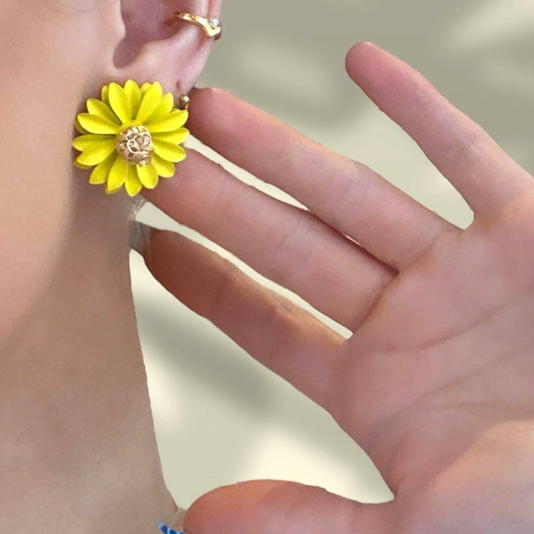 FRENCH RIVIERA|Summer Dahlia yellow flower earrings