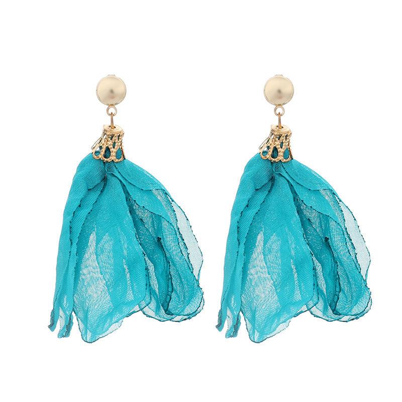 FRENCH RIVIERA|Alisa -dark turquoise flower earrings