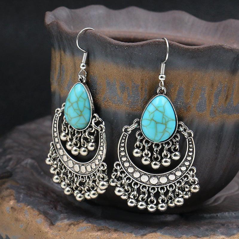 FRENCH RIVIERA|Eden bohemian earrings (antique silver, turquoise)