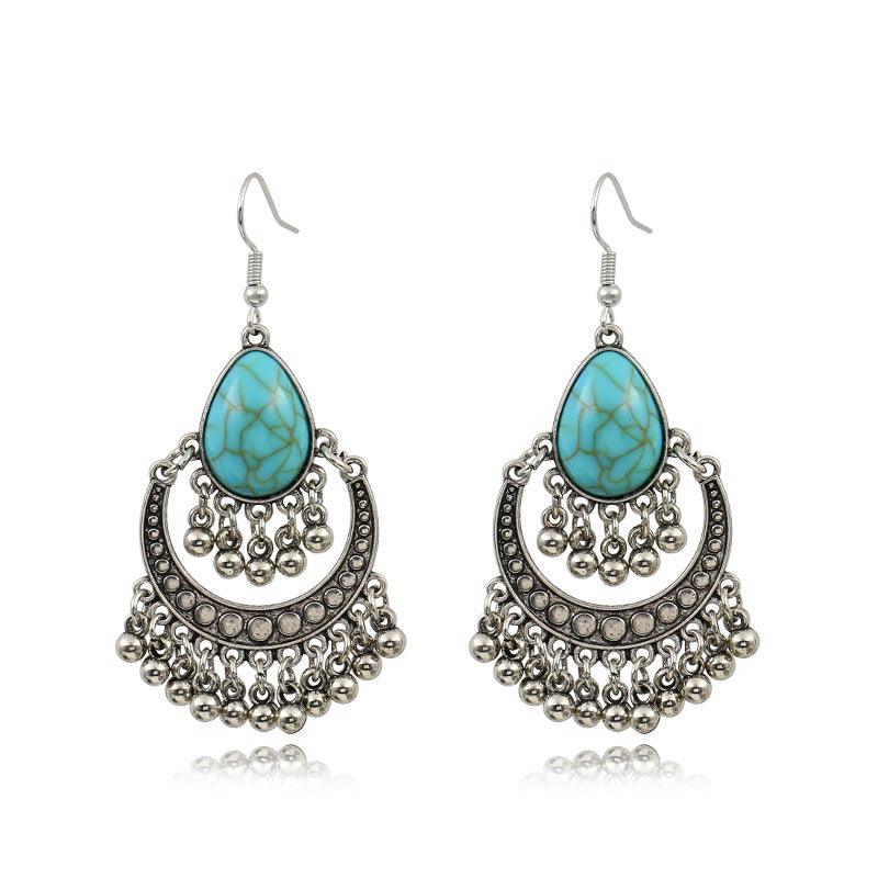 FRENCH RIVIERA|Eden bohemian earrings (antique silver, turquoise)