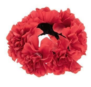 SUGAR SUGAR, Hawaii Scrunchie - dark red flower hair donut