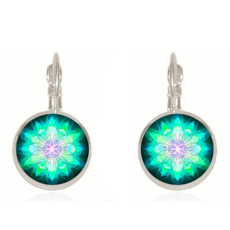 Earrings, Mandala -mint green mandala earrings