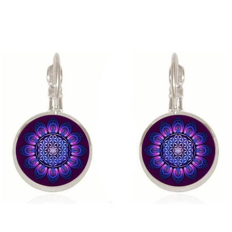 Earrings, Mandala -dark blue mandala earrings