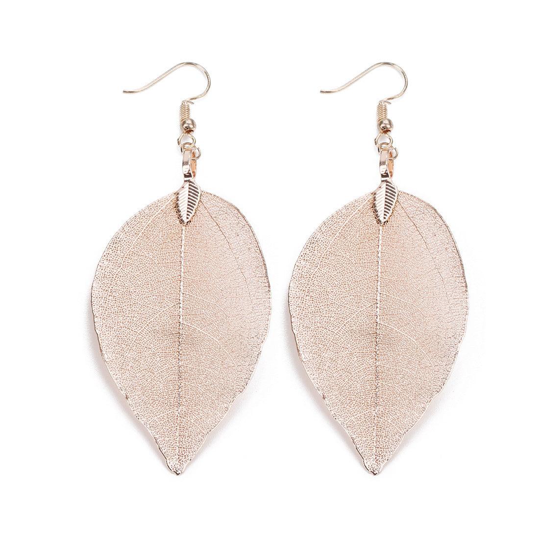 FRENCH RIVIERA|Aurora rose gold leaf earrings