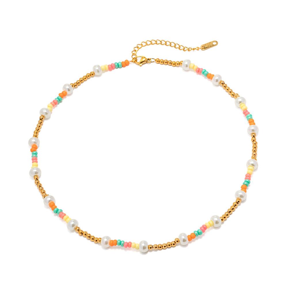 FRENCH RIVIERA, Rhea - colorful surgical steel summer necklace