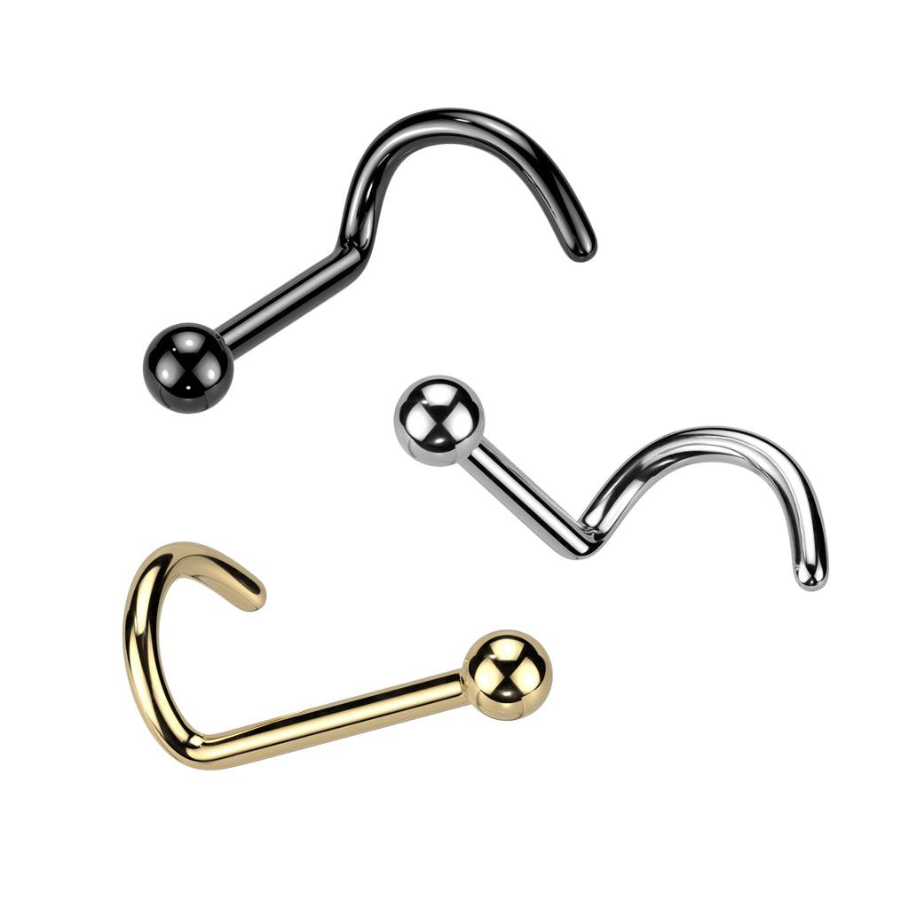 Nose stud 0.8mm, Titanium Ball 2mm -titanium nose jewelry