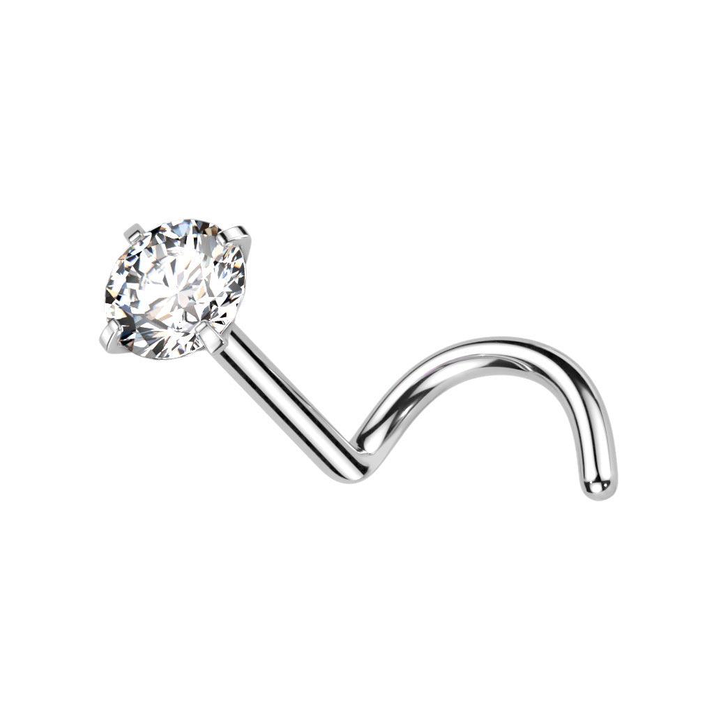 Nose stud 0.8mm, Titanium 2.5mm CZ Stud -titanium nose jewelry