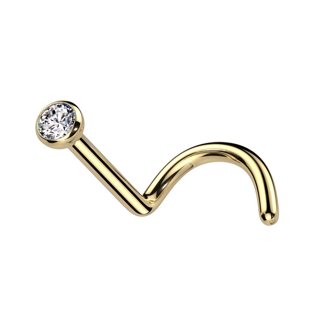 Nose stud 0.8mm, Titanium 2.5mm Prong CZ titanium nose stud (gold)