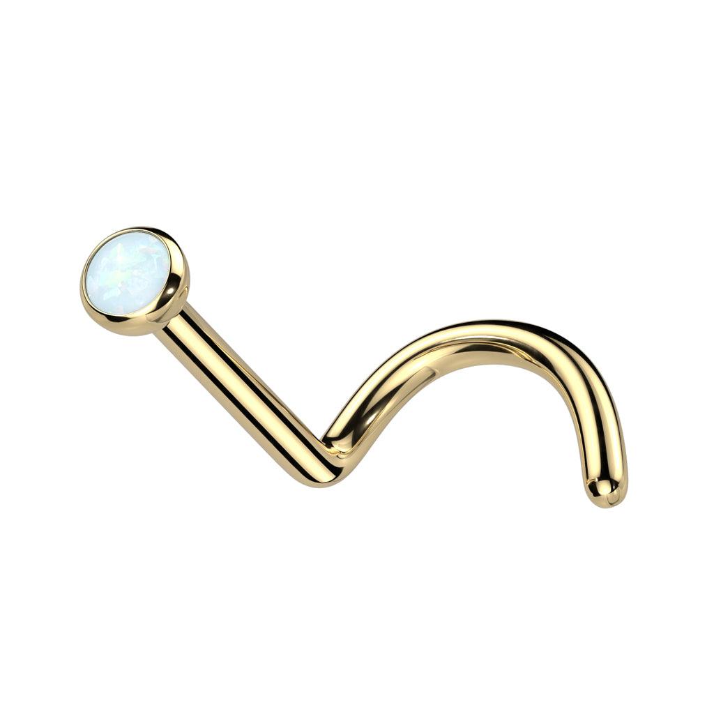 Nose stud 0.8mm, Titanium 2.5mm Gold Opal -titanium nose stud (gold)