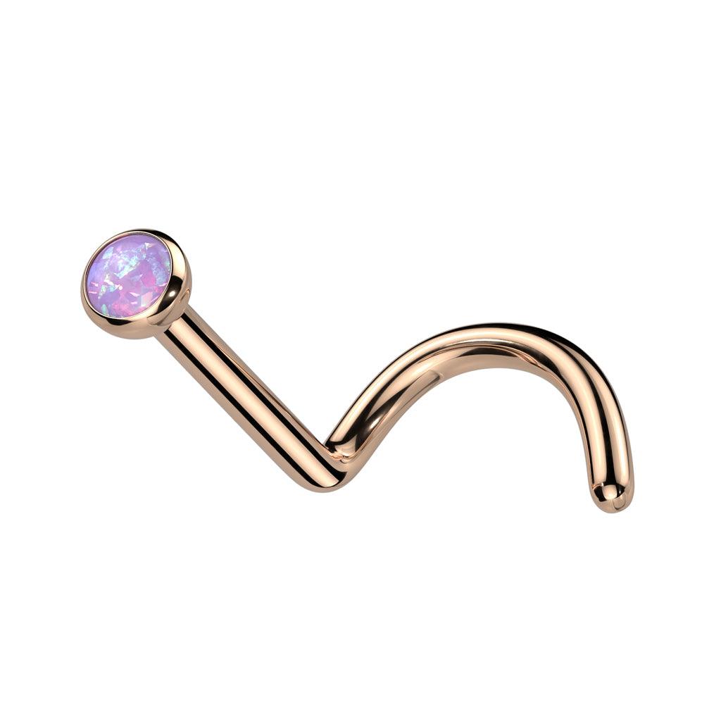 Nose stud 0.8mm, Titanium 2.5mm Rosegold Lilac -titanium nose jewelry