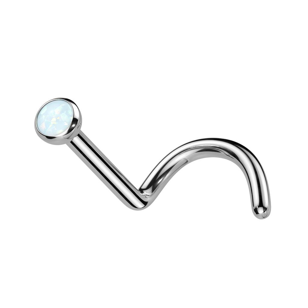 Nose stud 0.8mm, Titanium 2.5mm Opal titanium nose stud