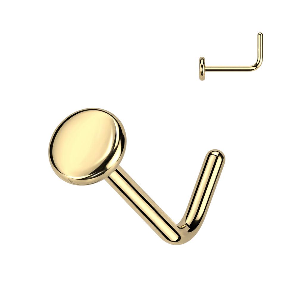 Nose stud 0.8mm, Titanium Gold Flat Stud (gold)