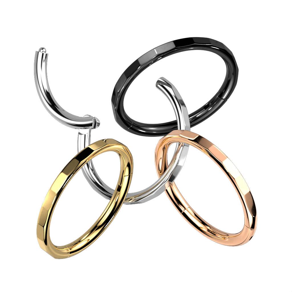 Piercing ring 1.2mm, Titanium Faceted Gold Hoop -titanium clicker