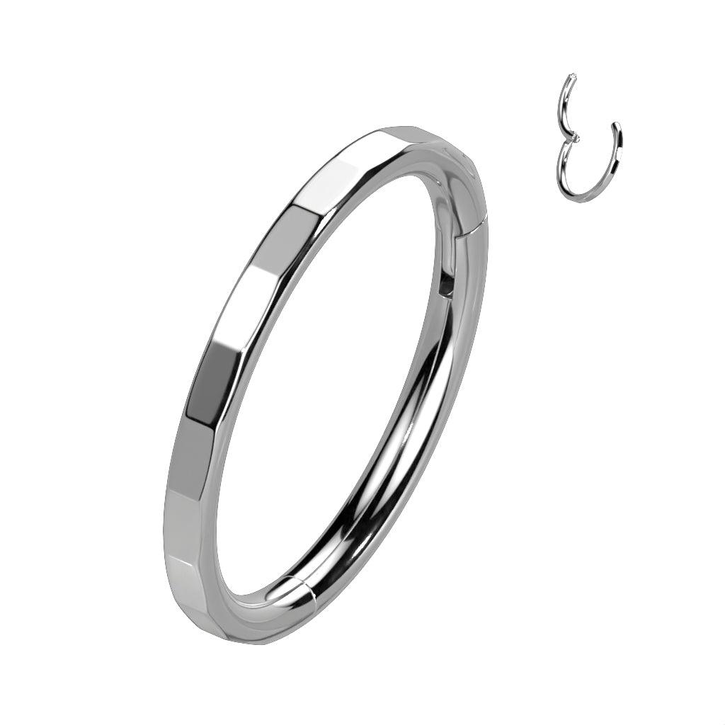 Piercing ring 1.2mm, Titanium Faceted Hoop -titanium clicker