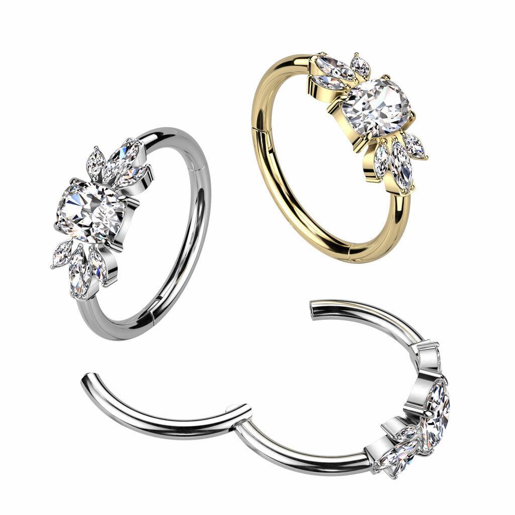 Piercing ring 1.2mm, Gold Titanium Crystal Hoop -titanium clicker