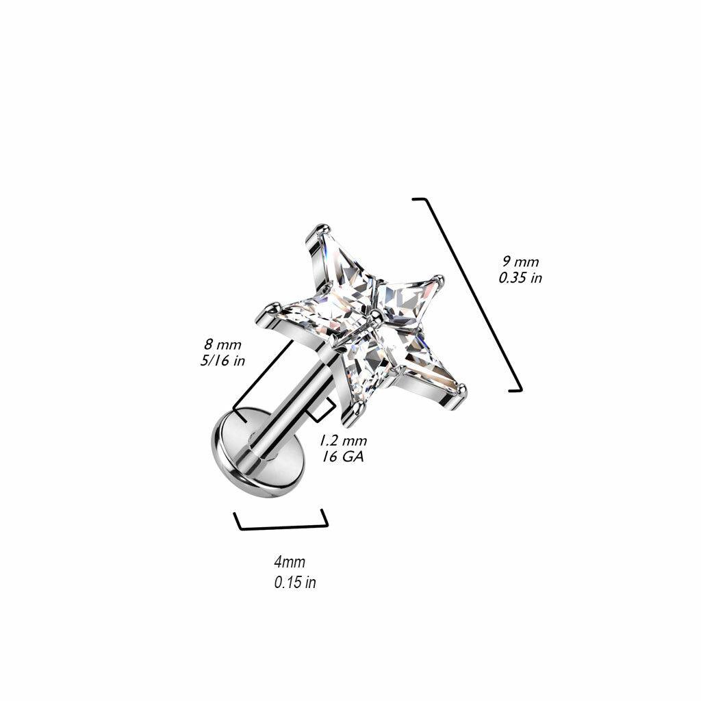 Cartilage jewelry/tragus jewelry, Crystal Flower titanium labret