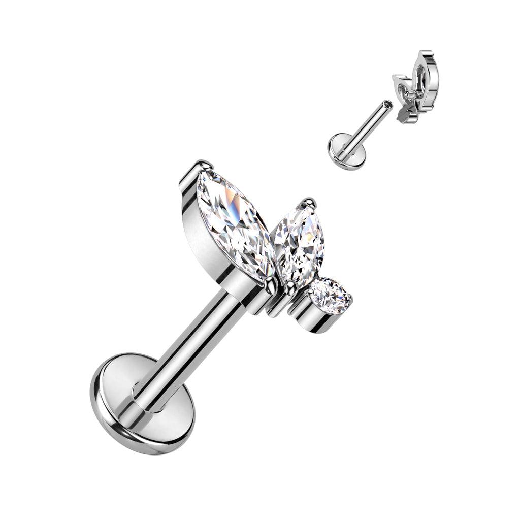 Cartilage jewelry/tragus jewelry, Marquise Crystal Top titanium labret