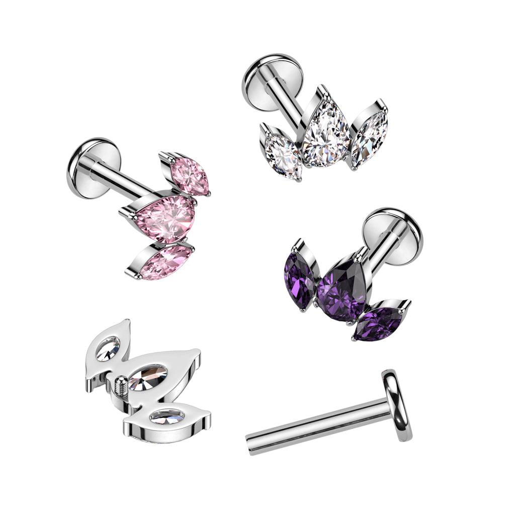 Cartilage jewelry/tragus jewelry, Crystal Top titanium labret